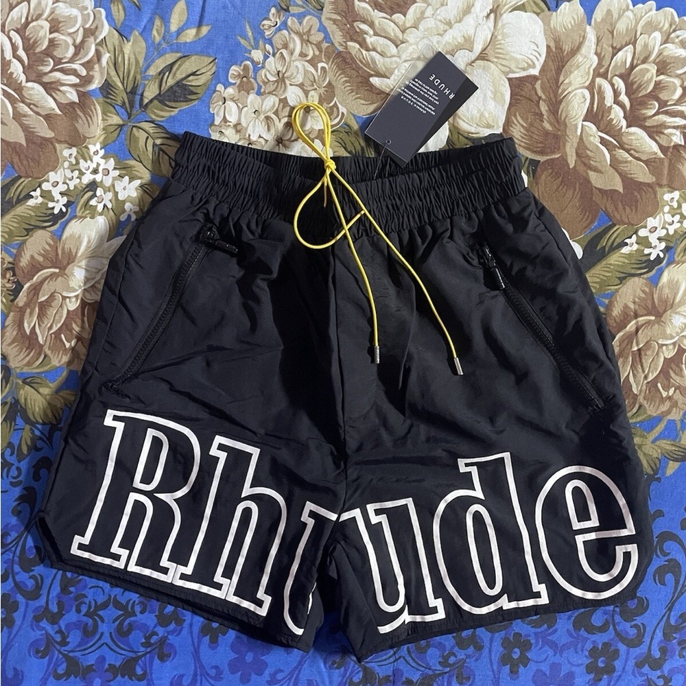 Rhude Logo Mesh Shorts Black Authentic
